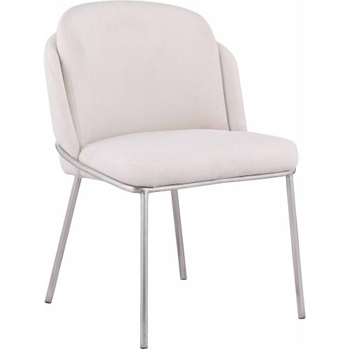 Kamila Double Layer Curved Dining Chair in White Fabric (Set of 2)